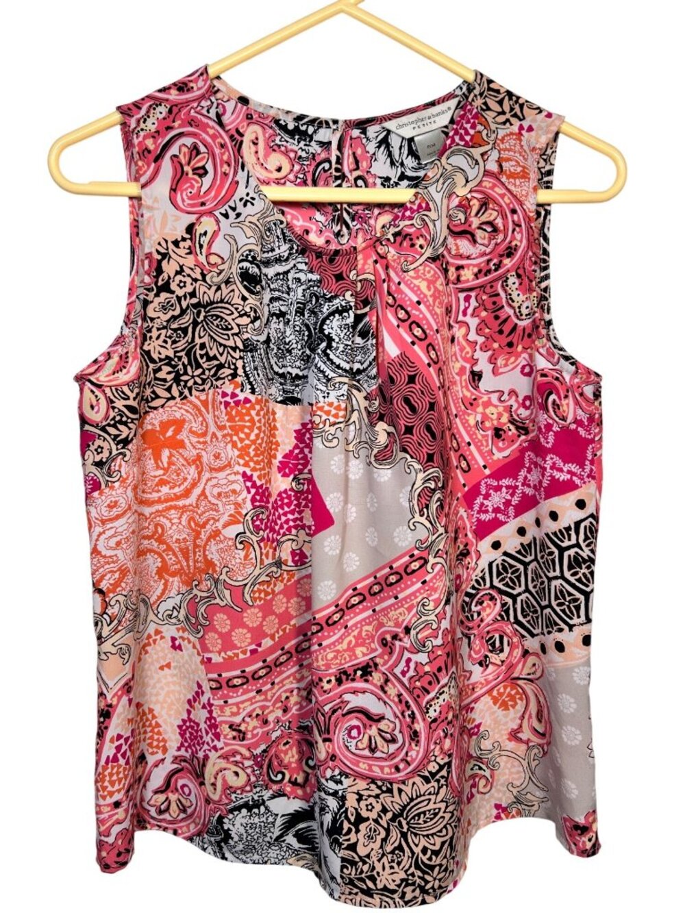 Christopher & Banks Petite Med Sleeveless Blouse Multicolor Paisley Patchwork